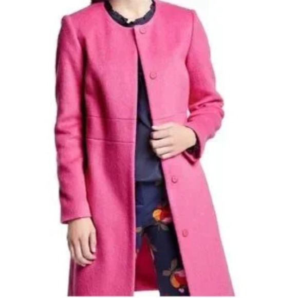 Boden Jackets & Blazers - Boden Wool Mohair Imelda Coat Long Pale Pink Hidden Snap Closure Lined Sz Med 8